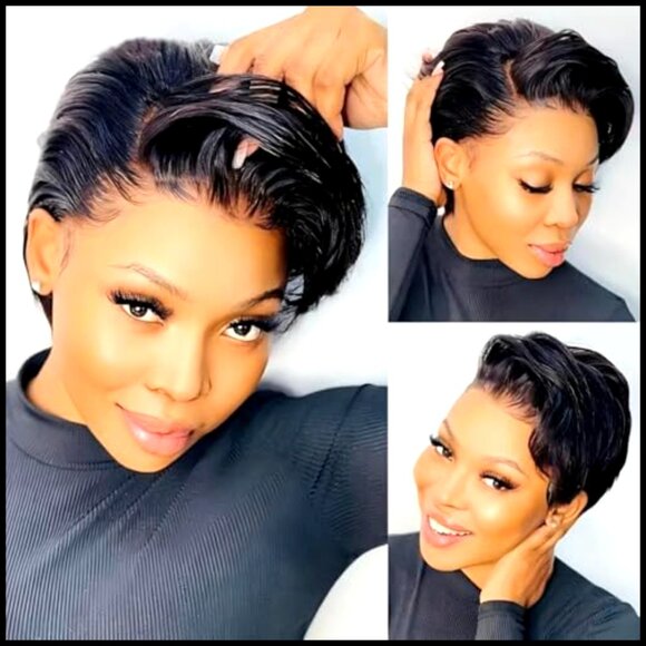 Short Pixie Cut Wig with Bangs Glueless Lace Front Human Hair Bob Style main image 5